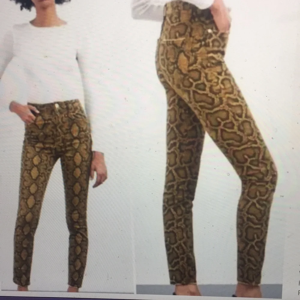 Zara High Rise Animal Print Skinny Jeans